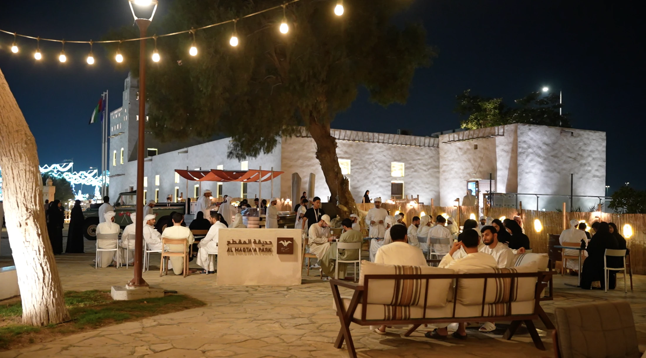 Guests gathered in the illuminated Al Maqta’a cultural setting.